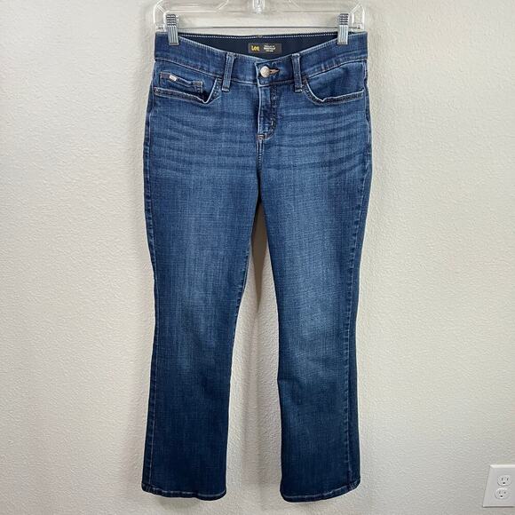 Lee Regular Fit Bootcut Mid Rise Jeans Women's 4 Short Medium Wash Stretch Denim - Picture 1 of 6